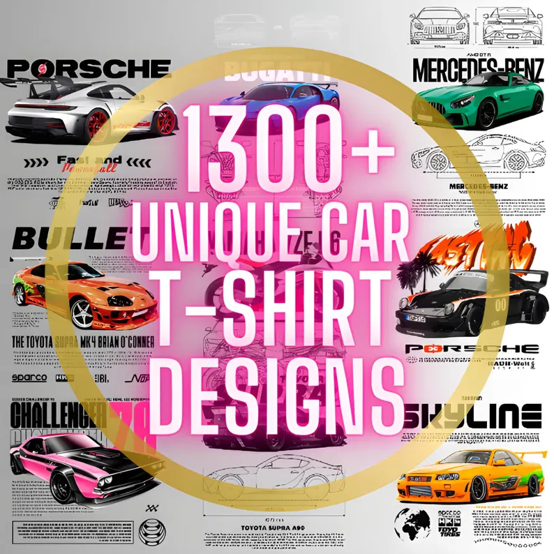 1300 T-Shirt Unique Car Bundle PNG Files